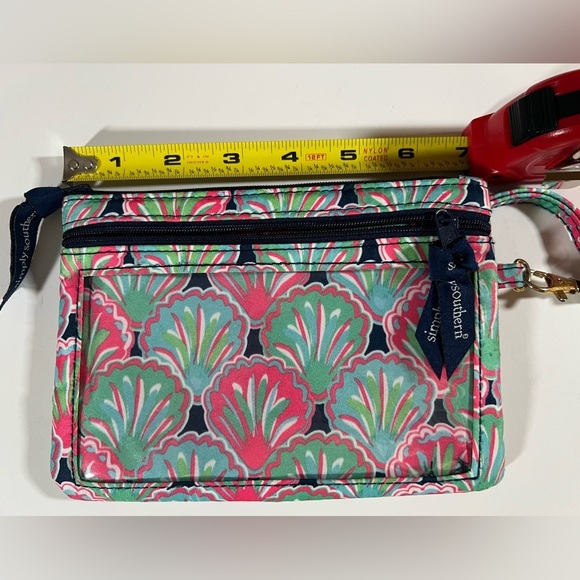 Simply Southern preppy scallop pink green small clutch travel bag beachy - Picture 9 of 9